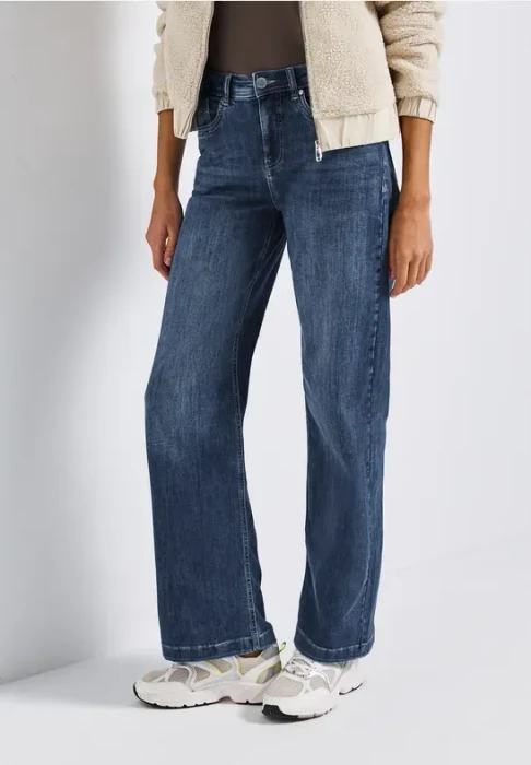 Street One Wide Leg Jeans mid blue soft washed (Damen)