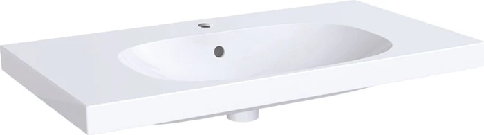 Geberit Acanto Waschtisch 90x48cm, Hahnloch mittig, mit Überlauf, Ablagefläche, weiß