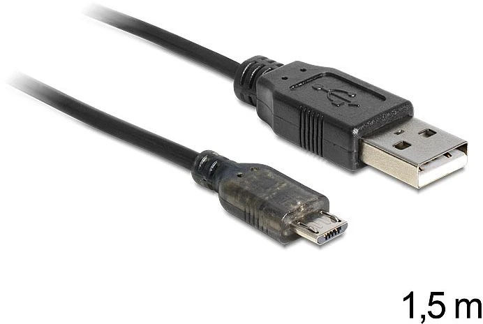 DeLOCK USB 2.0 Ladekabel A auf Micro-B, 1.5m, mit LED Anzeige