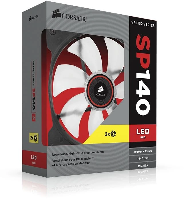 Corsair Air Series SP140 LED Red High Static Pressure, 140mm, 2er-Pack