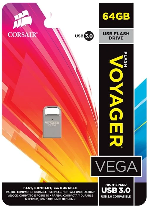 Corsair Flash Voyager Vega 64GB, USB-A, USB 3.2 Gen 1×1