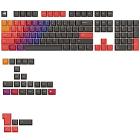 Glorious GPBT Gradient V2 Keycaps, Kunststoff (PBT), Celestial Fire, schwarz/rot, 131 Tasten, ANSI-US