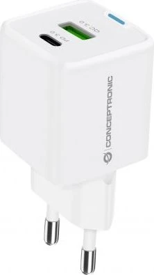 Conceptronic 2-Port 20W GaN USB-PD-Ladegerät weiß