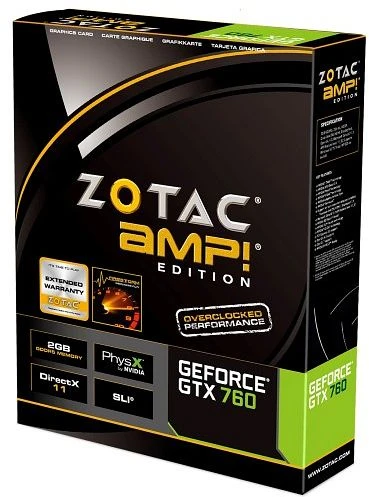 Zotac GeForce GTX 760 AMP!, 2GB GDDR5, 2x DVI, HDMI, DP