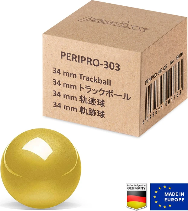 Perixx PERIPRO-303GGO 34mm für Perimice und Logitech M570, Ersatz-Trackball, gold