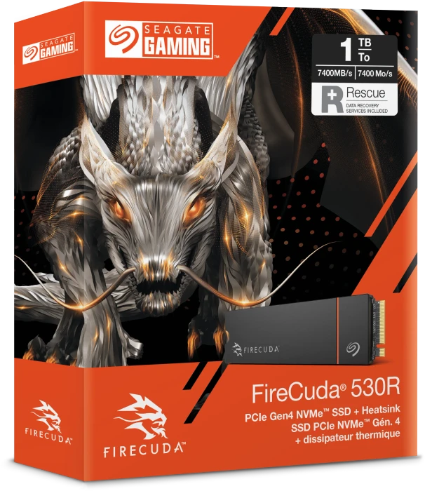 Seagate FireCuda 530R SSD +Rescue 1TB, M.2 2280 / M-Key / PCIe 4.0 x4, Kühlkörper