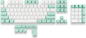 Mountain Mineral Keycap Set, Kunststoff (PBT) Double-Shot, weiß/türkis, 113 Tasten (104+9), ANSI-US