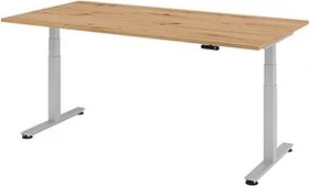 Hammerbacher Ergonomic Aktiv XDSM2E/R/S elektrisch höhenverstellbarer Sitz-Steh-Schreibtisch 200x100cm Asteiche/silber