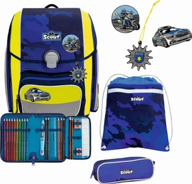Scout Genius DIN Blue Police Schultaschen-Set, 4-tlg.