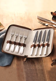 Robbe & Berking Alt-Spaten Sterlingsilber Steakbesteck-Set Frozen Black, 8-tlg.