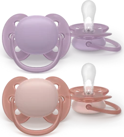 Philips Avent SCF091/43 ultra soft Beruhigungsschnuller, 6-18M, Silikon, violett/rot, 2 Stück