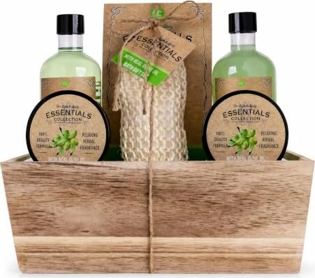 Accentra Olive Body Lotion 50ml + Duschgel 260ml + Badezusatz 260ml + Badezusatz 300g + Peeling 50ml + Schwamm + Korb Geschenkset