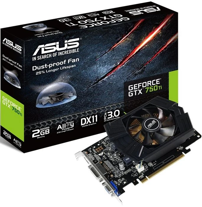 ASUS GeForce GTX 750 Ti, GTX750TI-PH-2GD5, 2GB GDDR5, VGA, 2x DVI, HDMI