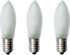 Hellum Riffelkerze 12V LED Ersatzbirne für Weihnachtsbeleuchtung 0.1W E10, 3 Stück
