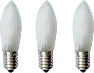 Hellum Riffelkerze 12V LED Ersatzbirne für Weihnachtsbeleuchtung 0.1W E10, 3 Stück