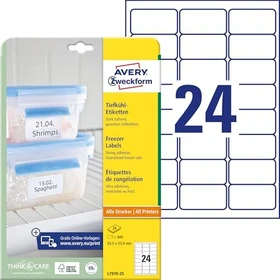 Avery-Zweckform Tiefkühletiketten, 63.5x33.9mm, weiß, 25 Blatt (600 Etiketten)