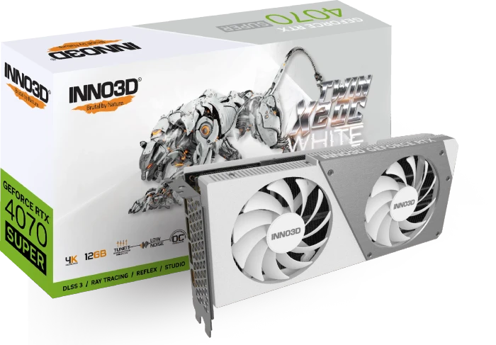 INNO3D GeForce RTX 4070 SUPER Twin X2 OC White, 12GB GDDR6X, HDMI, 3x DP