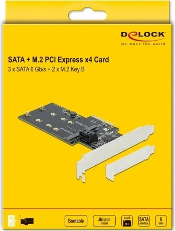 DeLOCK 3x SATA, 2x M.2 SATA, PCIe 3.0 x4