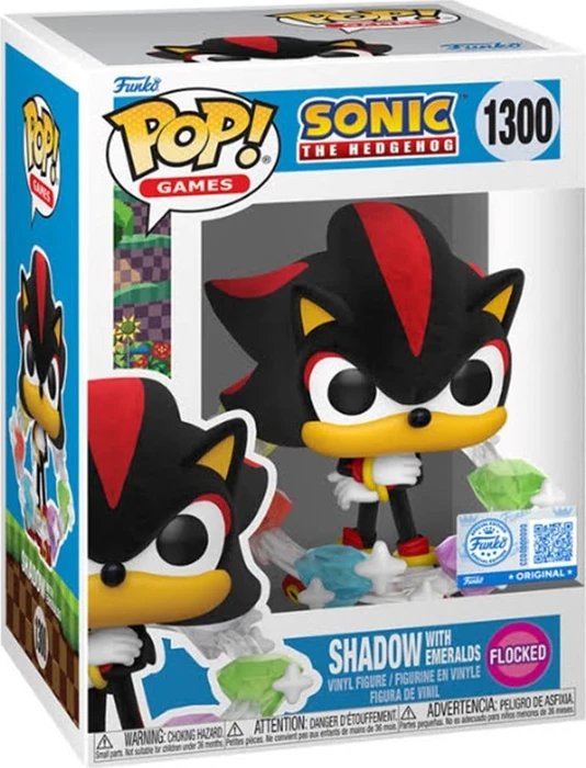 FunKo Pop! Games - Sonic the Hedgehog - Shadow with Emeralds (Flocked)