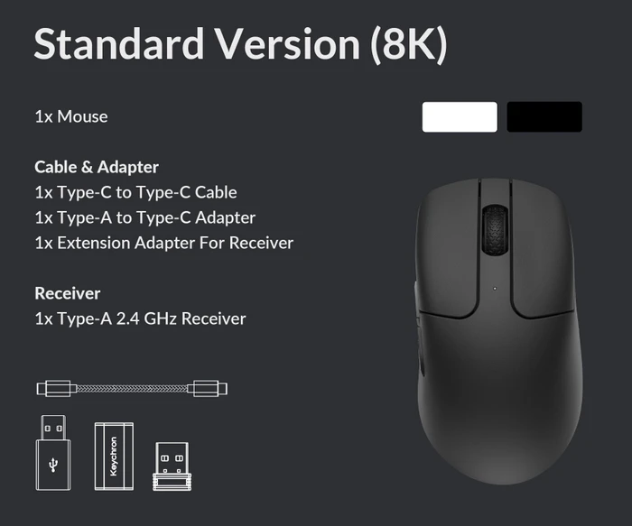 Keychron M2 Wireless Mouse schwarz, 8K PixArt 3950, USB/Bluetooth