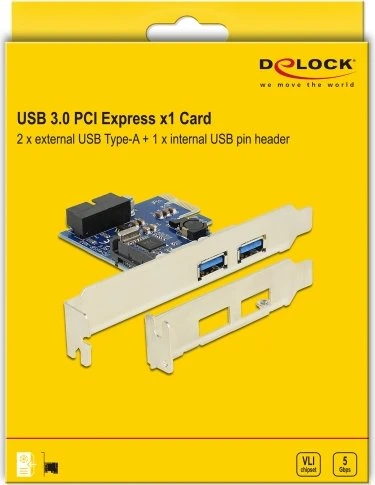 DeLOCK 2x USB-A 3.0, 1x USB 3.0 intern, PCIe x1