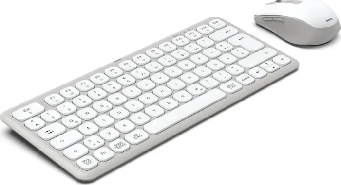 Hama WKM-500 Multi-Device-Tastatur-Maus-Set, klein, weiß, USB/Bluetooth, DE