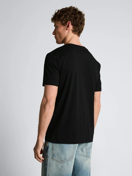 Tom Tailor Basic mit Logo-Print T-Shirt kurzarm deep sea black (Herren)