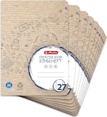 Landré Recycling Schulheft, A4, Lineatur 27, 16 Blatt, 10er-Pack
