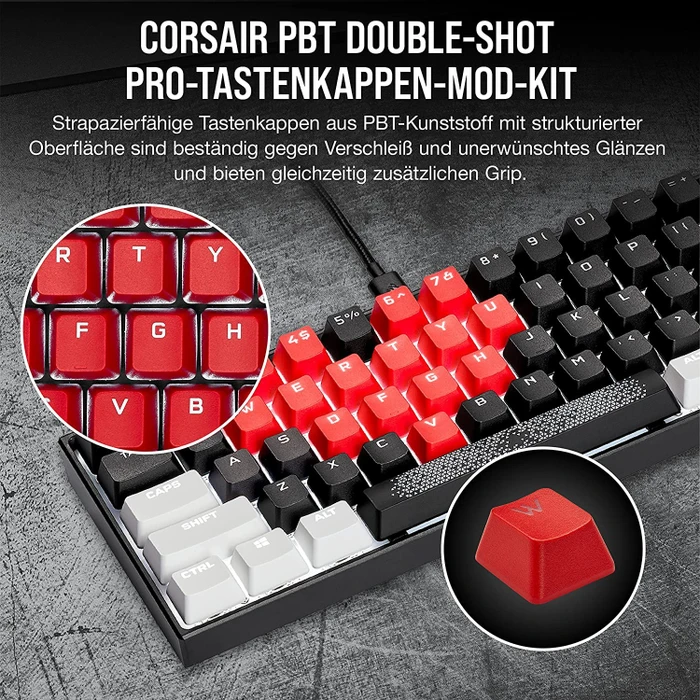 Corsair Pro Keycap Mod Kit, Kunststoff (PBT) Double-Shot, rot, 105 Tasten, ISO-DE