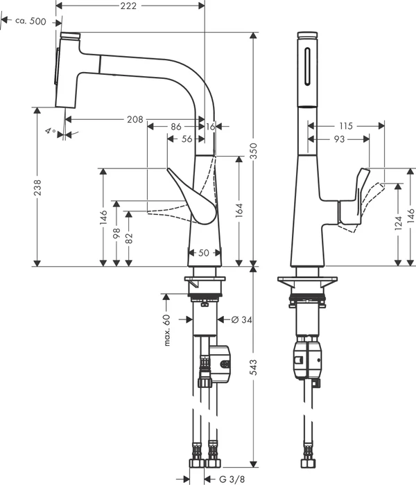 Hansgrohe Metris Select M71 Einhebel-Küchenmischer 240 Ausziehbrause 2jet chrom