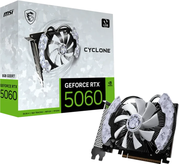 MSI GeForce RTX 5060 8G Cyclone, G5060-8C, 8GB GDDR7, HDMI, 3x DP