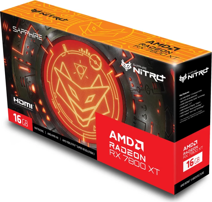 Sapphire Nitro+ Radeon RX 7800 XT, 16GB GDDR6, 2x HDMI, 2x DP, lite retail