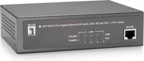 LevelOne GEP Desktop Gigabit Switch, 5x RJ-45, 65W PoE+ (GEP-0522)