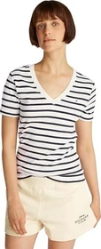 Tommy Hilfiger V-Neck Slim Fit T-Shirt kurzarm breton/dark night navy/stripe (Damen)