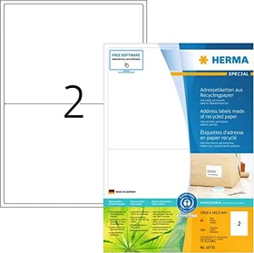 Herma Etiketten Recycling, 199.6x143.5mm, weiß, 80 Blatt (160 Etiketten)