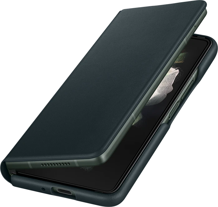 Samsung Leather Flip Cover für Galaxy Z Fold 3 5G grün