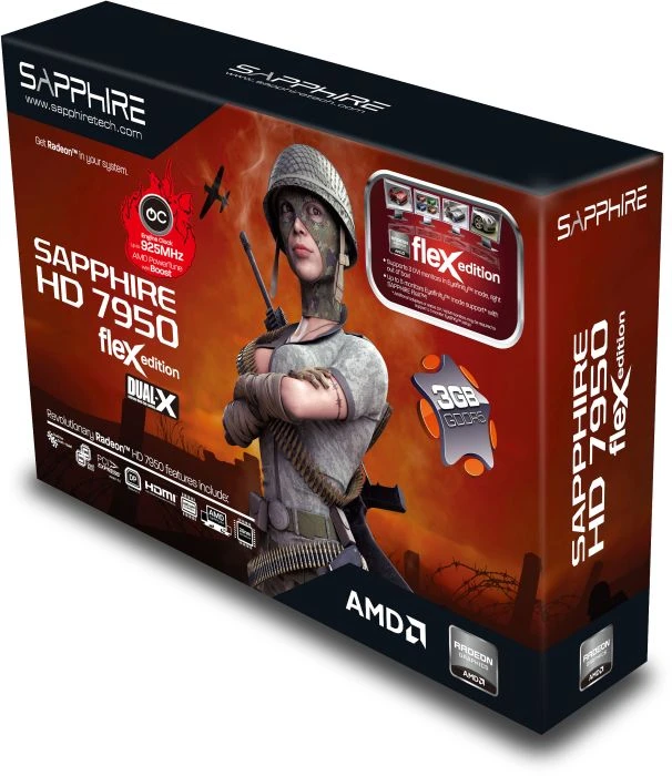 Sapphire Radeon HD 7950 FleX OC Boost, 3GB GDDR5, 2x DVI, HDMI, 2x mDP, full retail