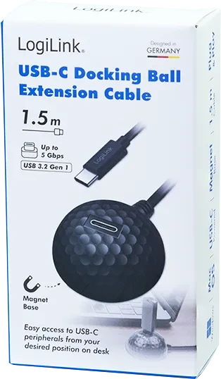 LogiLink USB-C Verlängerung, USB-C 3.0 [Stecker] auf USB-C 3.0 [Buchse], 1.5m, schwarz