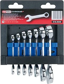 KS Tools CHROMEplus Ring-Maulschlüssel kurz Schraubenschlüsselsatz inkl. Tasche, 7-tlg.