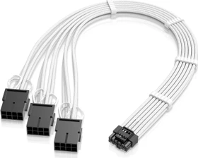 EZDIY-FAB 12VHPWR Kabel, 3x 8-Pin PCIe Buchse auf 16-Pin PCIe 5.0 12VHPWR Stecker, Adapterkabel, 16AWG, weiß/schwarz, 35cm