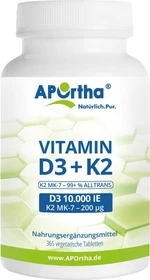 APOrtha Vitamin D3 10.000 IE + Vitamin K2 200 µg Tabletten, 365 Stück