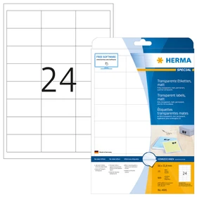 Herma Folienetiketten, 66x33.8mm, wetterfest, transparent, matt, 25 Blatt (600 Etiketten)