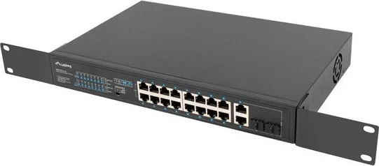Lanberg RSFE Rackmount Switch, 16x RJ-45, 2x RJ-45/SFP, 150W PoE+
