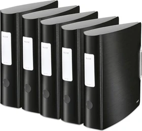 Leitz Qualitäts Ordner 2-Ring 180° Active Style, 80mm, A4, satin schwarz, 5er-Pack