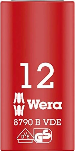 Wera 8790 B VDE Zyklop Außensechskant Steckschlüssel 3/8", 12x46mm