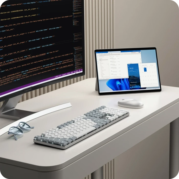 Satechi SM3 Slim Mechanical Backlit BT Keyboard, Light, weiß/grau, low-profile BROWN Switches, USB/Bluetooth, US
