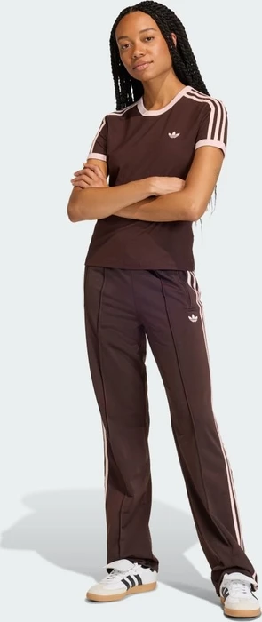 adidas 3-Streifen Slim T-Shirt kurzarm aurora coffee/sandy pink (Damen)