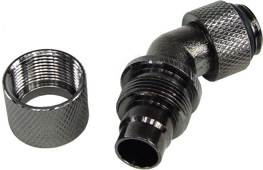 Aquatuning HF Schlauchanschluss, 45°, G1/4" AG auf 13/10 drehbar, schwarz vernickelt