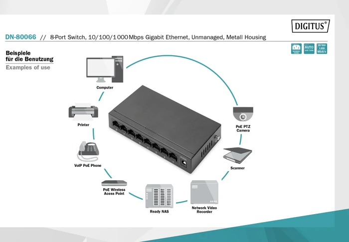 Digitus DN-800 Desktop Gigabit Switch, 8x RJ-45