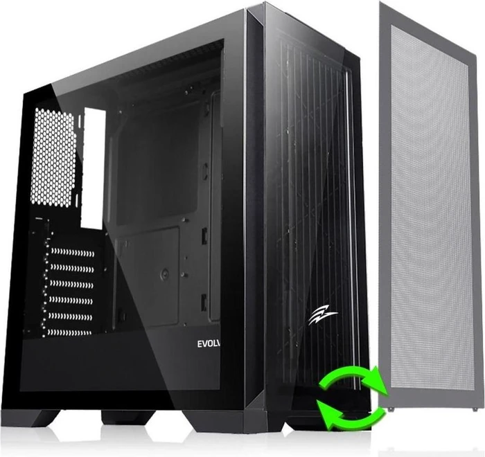 Evolveo Ptero Q2G Black, inkl. austauschbares Frontpanel, Glasfenster